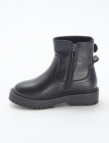 Boots van imitatieleer met textuur en metallic gesp