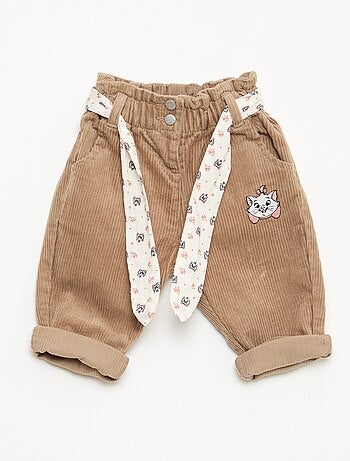 Broek van katoenen fluweel met riem 'Disney' 'Marie'