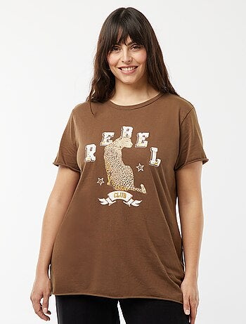 Carmakoma-T-shirt met een print met een luipaard