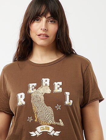 Carmakoma-T-shirt met een print met een luipaard