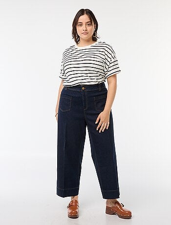 Cropped broek met wijde pijpen