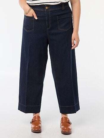Cropped broek met wijde pijpen