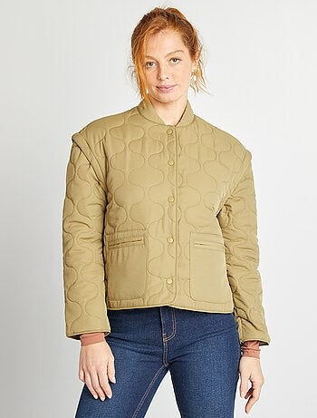 Doorgestikt donsjack met afneembare mouwen