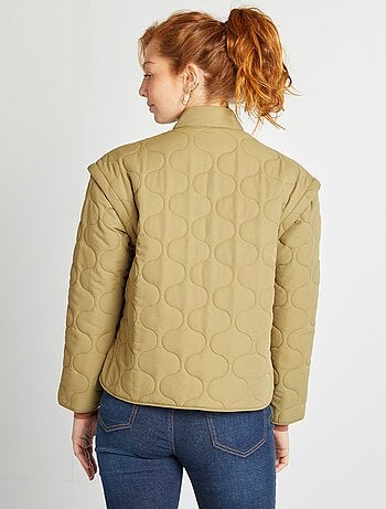 Doorgestikt donsjack met afneembare mouwen