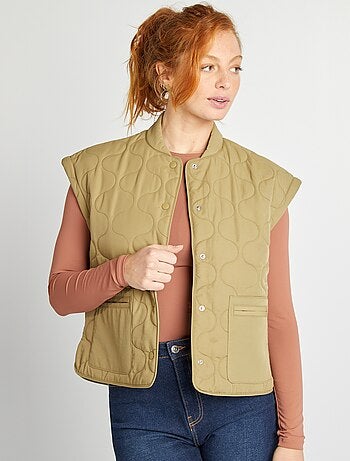 Doorgestikt donsjack met afneembare mouwen