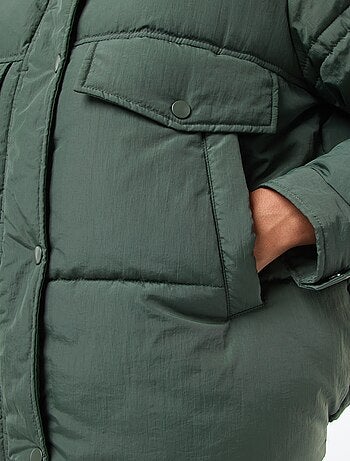 Doorgestikt donsjack met kraag met schapenvachteffect