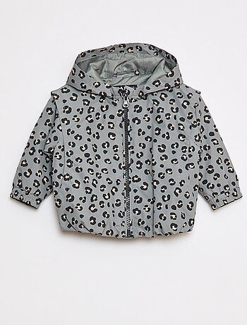 Dun windjack met capuchon en all-over motiefje