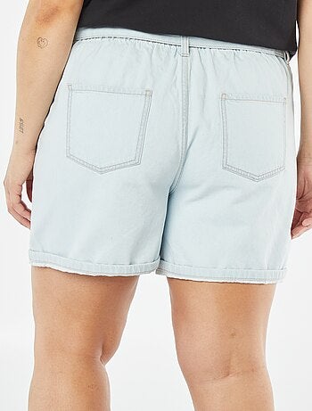 Effen jeansshort met riem