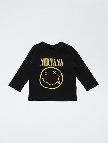 Effen, katoenen T-shirt met Nirvana-print