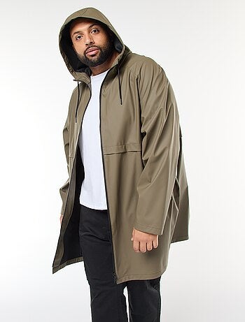 Effen lange, waterafstotende parka met capuchon