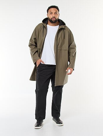 Effen lange, waterafstotende parka met capuchon