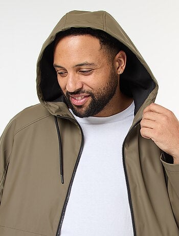 Effen lange, waterafstotende parka met capuchon