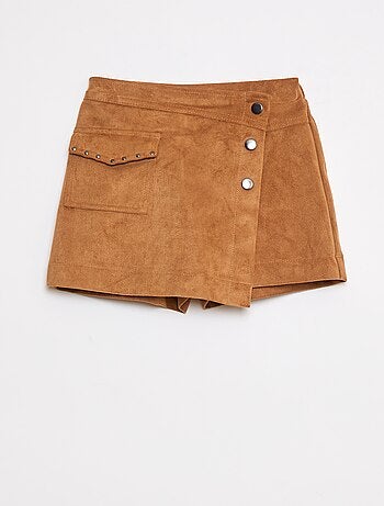 Effen skort van suèdine