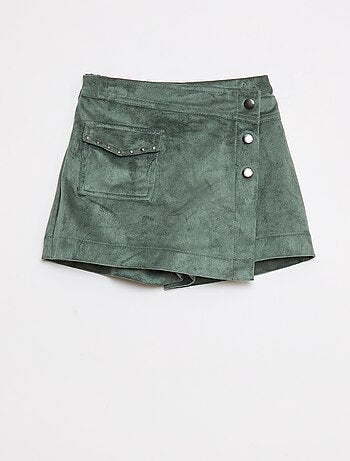 Effen skort van suèdine