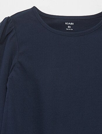 Effen T-shirt met aangerimpelde schouders