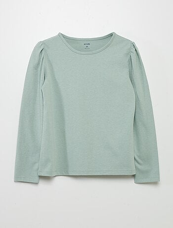 Effen T-shirt met aangerimpelde schouders