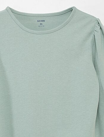 Effen T-shirt met aangerimpelde schouders