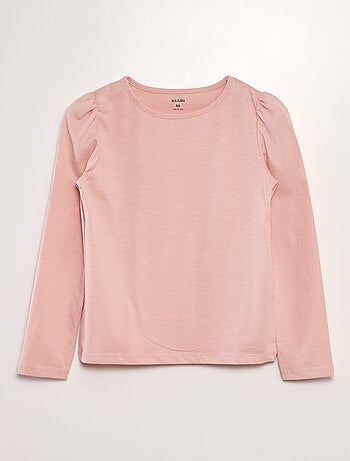 Effen T-shirt met aangerimpelde schouders