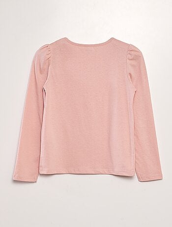 Effen T-shirt met aangerimpelde schouders