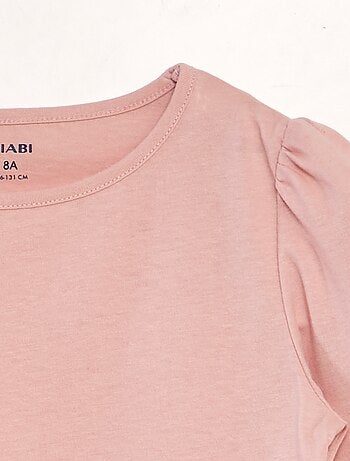 Effen T-shirt met aangerimpelde schouders