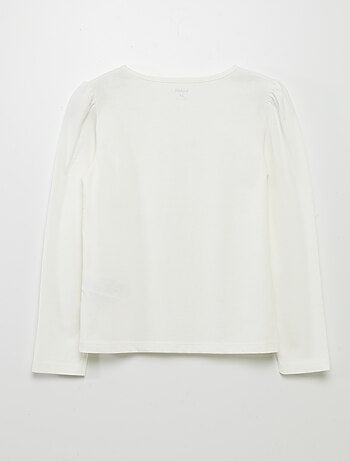 Effen T-shirt met aangerimpelde schouders