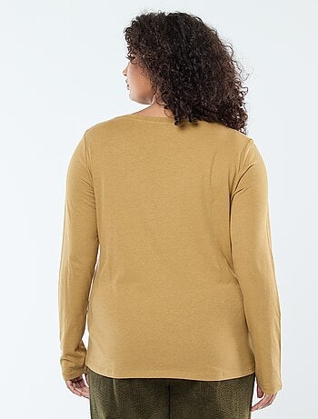 Effen T-shirt van jersey met lange mouw