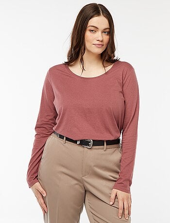Effen T-shirt van jersey met lange mouw