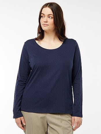 Effen T-shirt van jersey met lange mouw