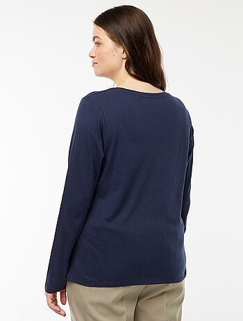 Effen T-shirt van jersey met lange mouw