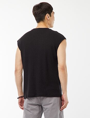 Effen T-shirt van ribstof zonder mouwen