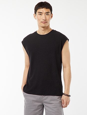 Effen T-shirt van ribstof zonder mouwen