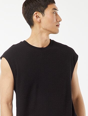 Effen T-shirt van ribstof zonder mouwen