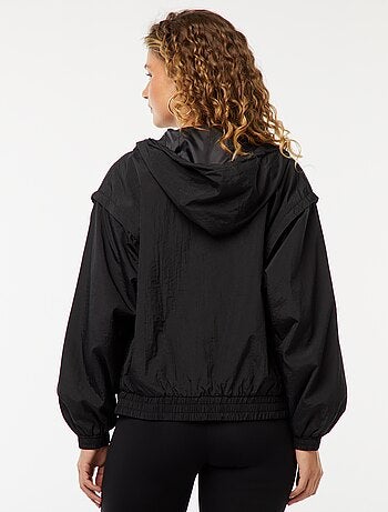 Windjack met capuchon en luipaardmotief
