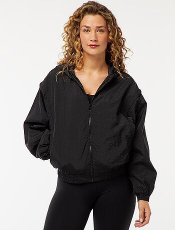 Windjack met capuchon en luipaardmotief