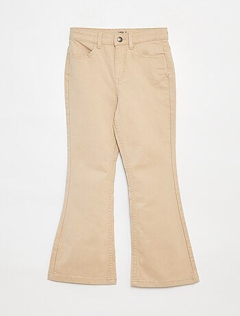 Flared broek van keperstof met verstelbare taille
