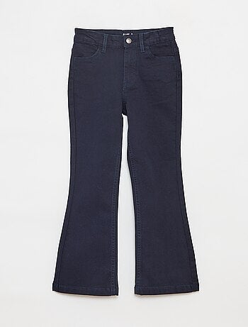 Flared broek van keperstof met verstelbare taille