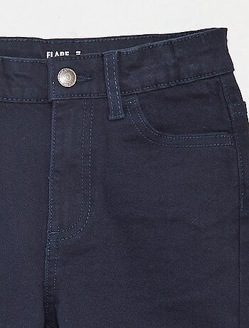 Flared broek van keperstof met verstelbare taille