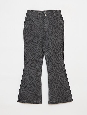 Flared broek van keperstof met verstelbare taille