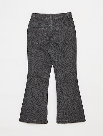 Flared broek van keperstof met verstelbare taille