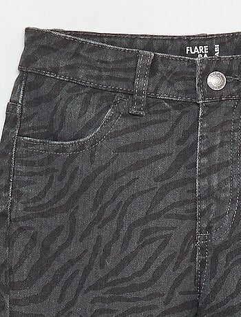 Flared broek van keperstof met verstelbare taille