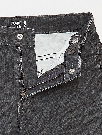 Flared broek van keperstof met verstelbare taille