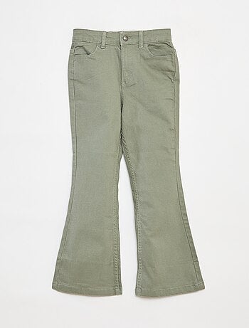 Flared broek van keperstof met verstelbare taille