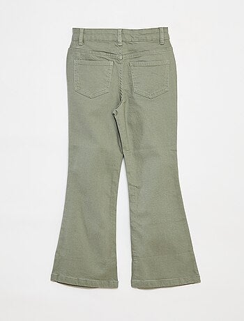 Flared broek van keperstof met verstelbare taille