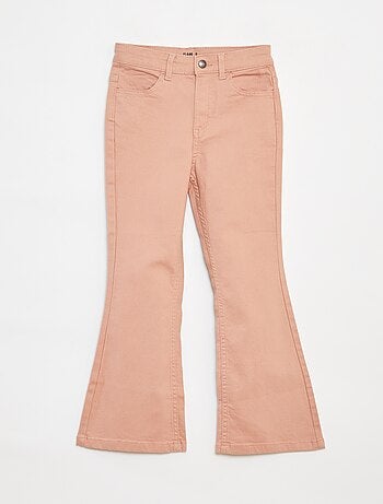 Flared broek van keperstof met verstelbare taille