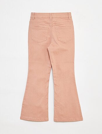 Flared broek van keperstof met verstelbare taille