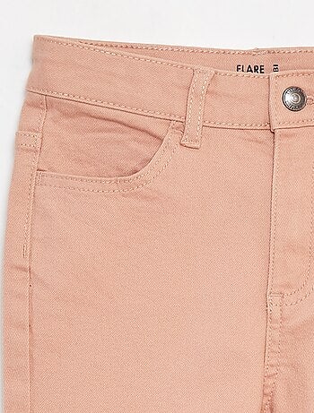 Flared broek van keperstof met verstelbare taille