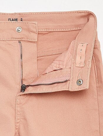 Flared broek van keperstof met verstelbare taille