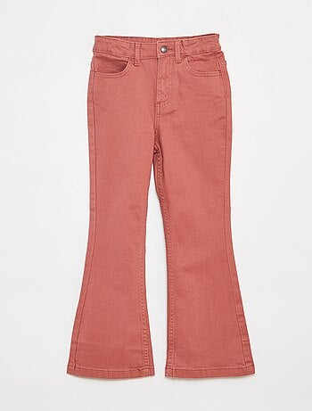 Flared broek van keperstof met verstelbare taille