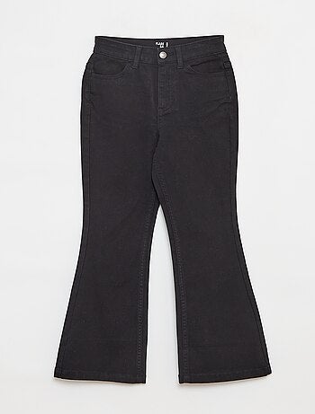 Flared broek van keperstof met verstelbare taille
