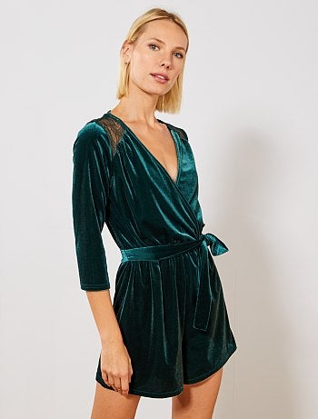 Damesmode maat 34-48 - Fluwelen playsuit - Kiabi